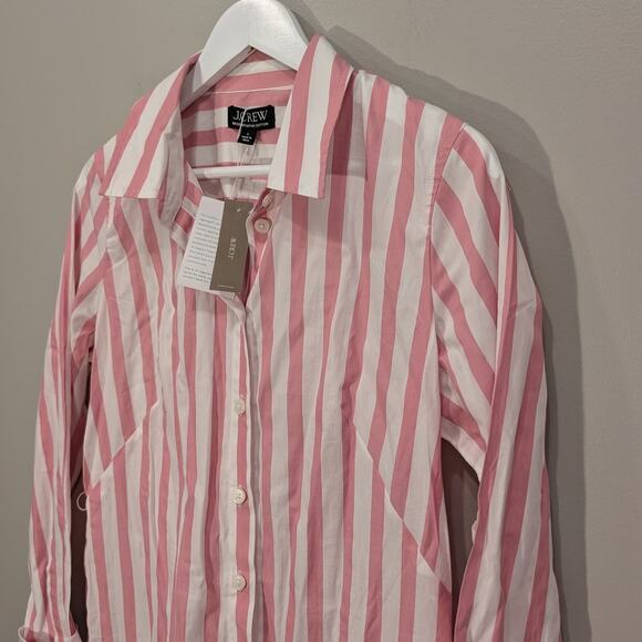 J. Crew Shirt Dress Midi Preppy Nautical Coastal Beach Pool CoverUp - Size 6 - Picture 3 of 8